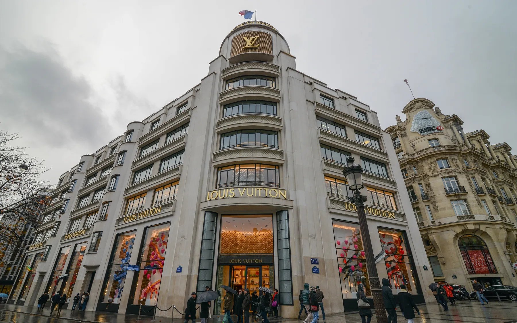 The Louis Vuitton flagship on the Avenue des Champs-Élysées, Paris.