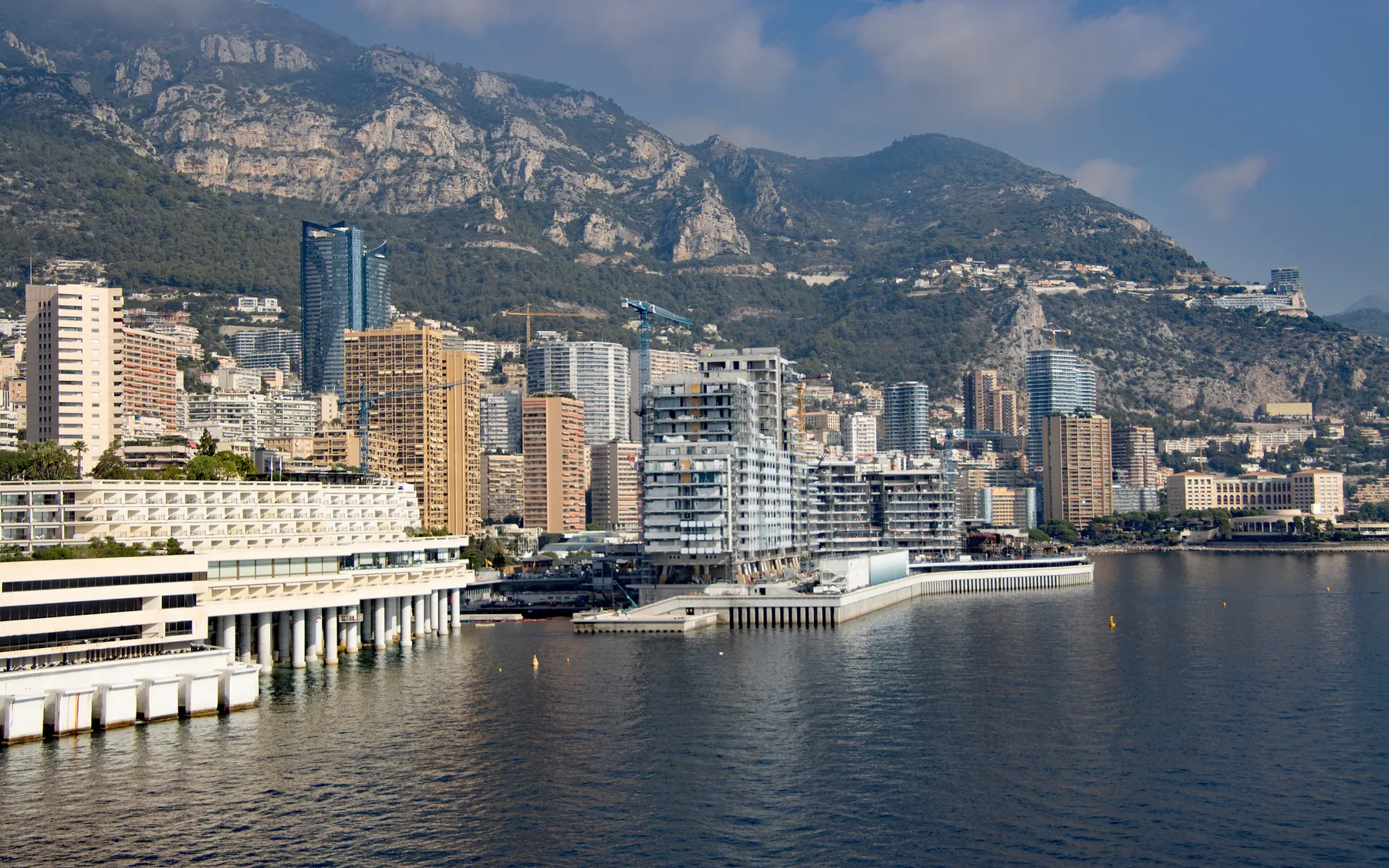 The Mareterra district under construction on reclaimed land in Monaco.