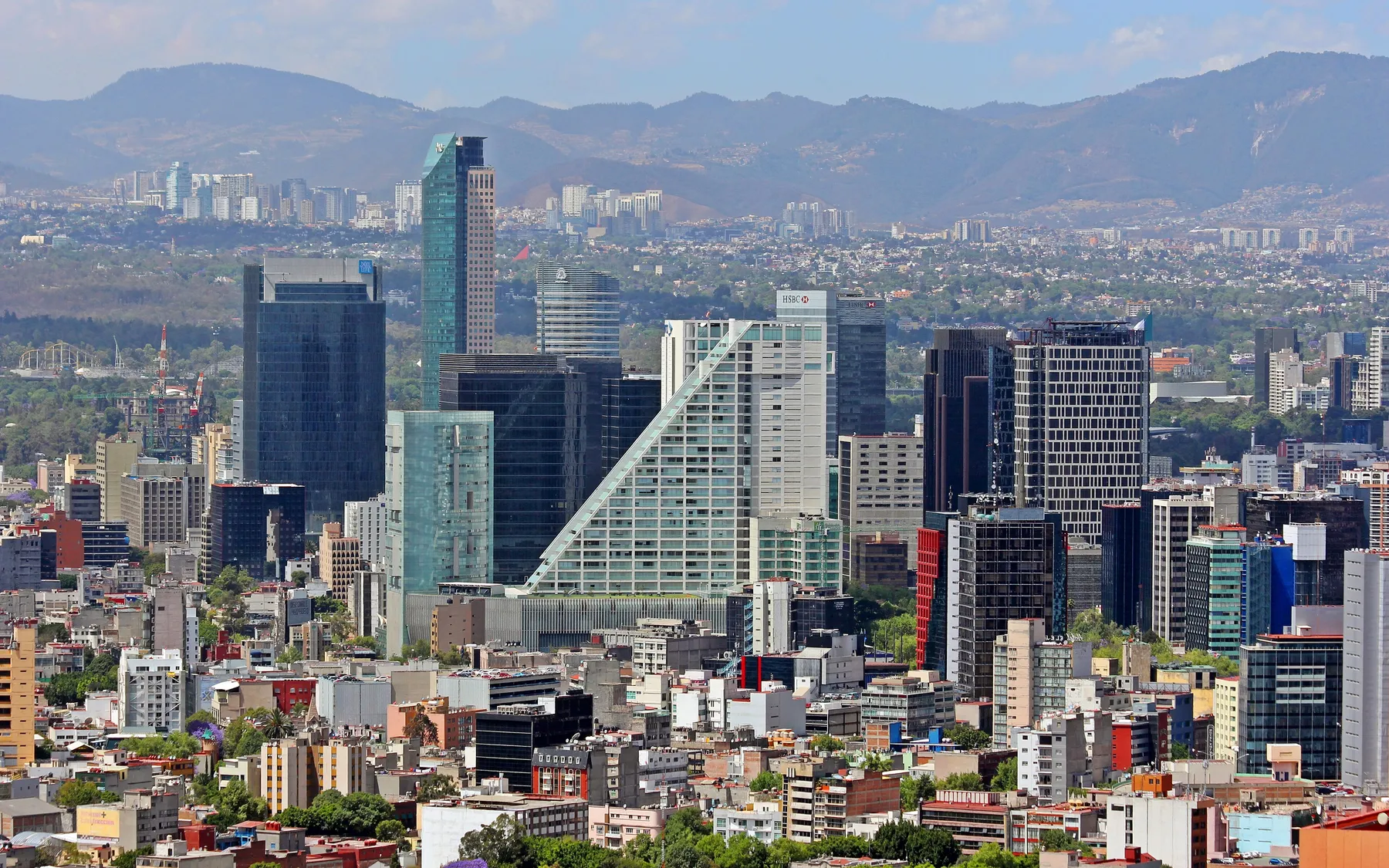 Mexico City skyline along Paseo de la Reforma.