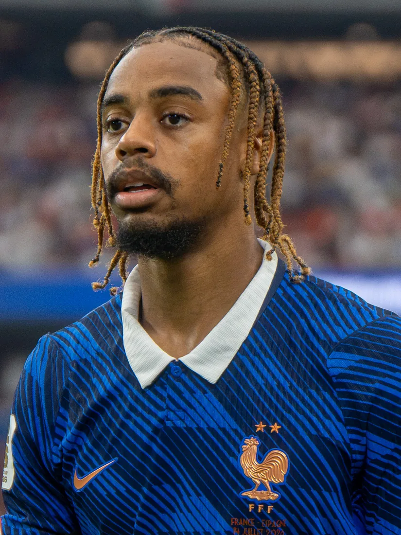 Bradley Barcola in a blue France shirt.