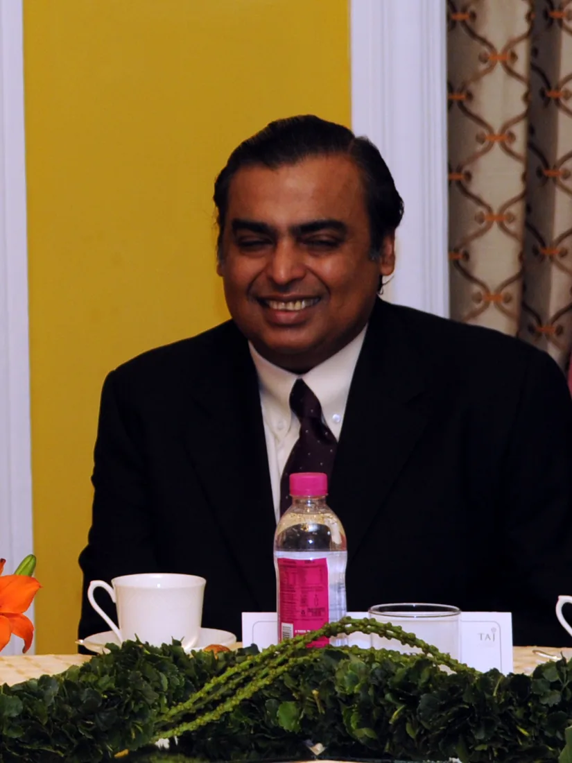 Mukesh Ambani at a meeting between Indian business leaders and US Secretary of State Hillary Clinton in Mumbai.