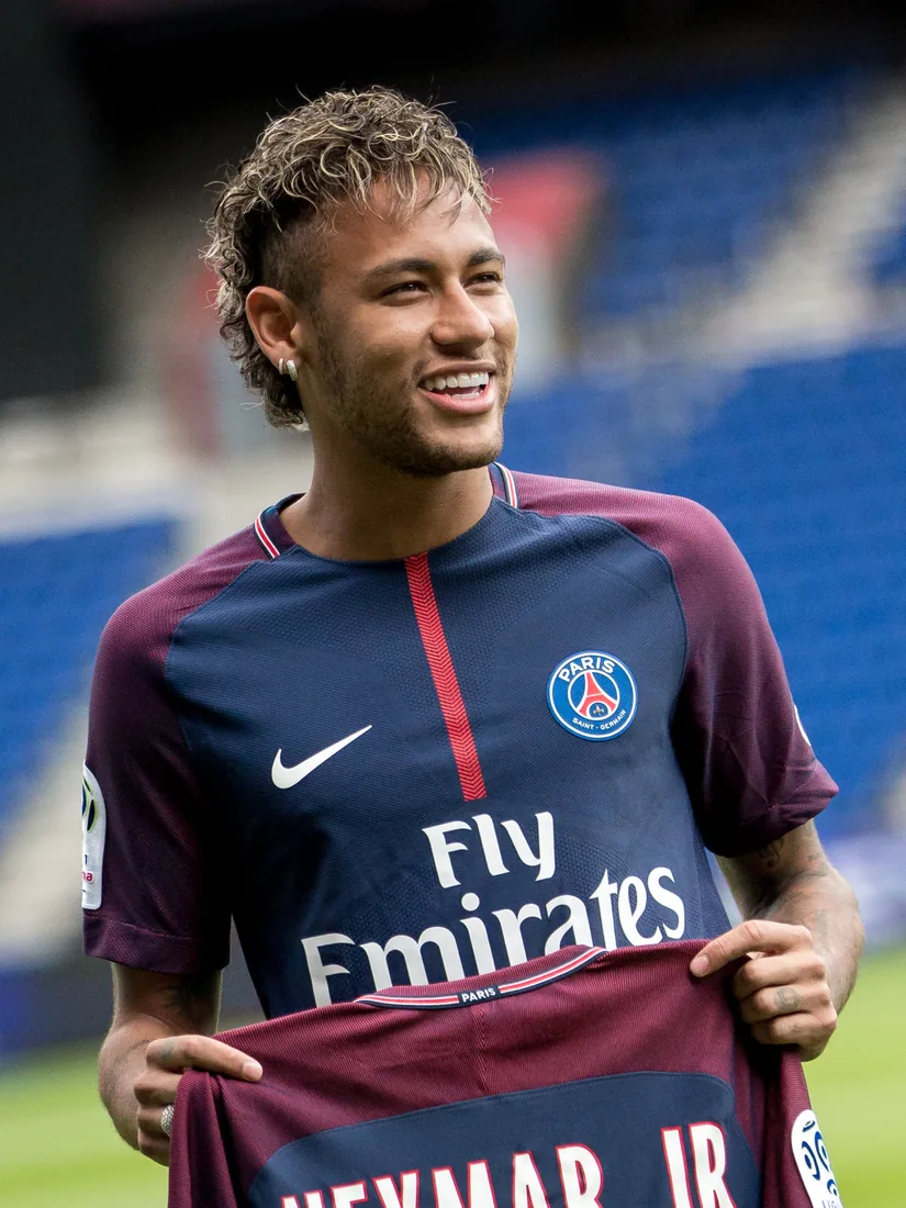 Neymar at his presentation as a Paris Saint-Germain player in August 2017.