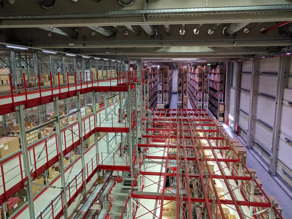 Storage racks inside the Würth logistics centre in Künzelsau.