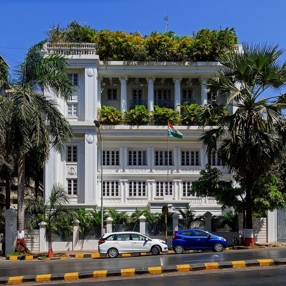Jindal Mansion in Mumbai. The photograph shows a building associated with the Jindal business family.