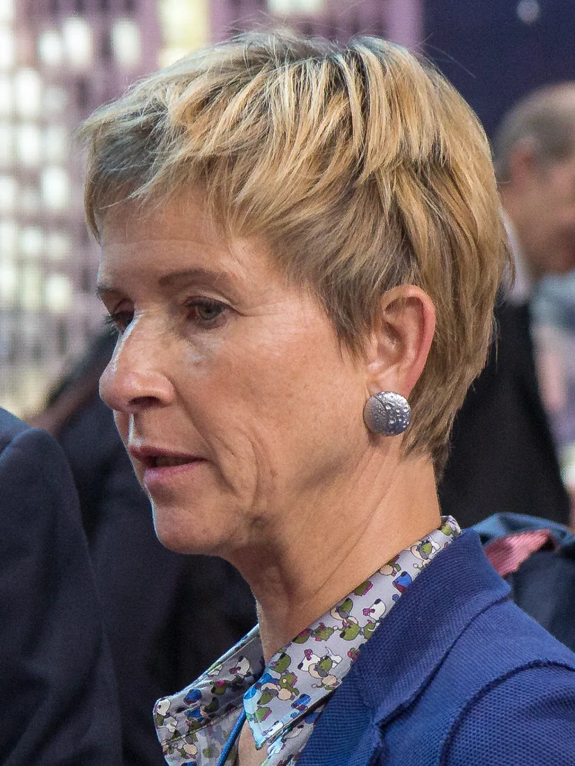 Susanne Klatten at the BMW stand at the 2017 Frankfurt motor show.