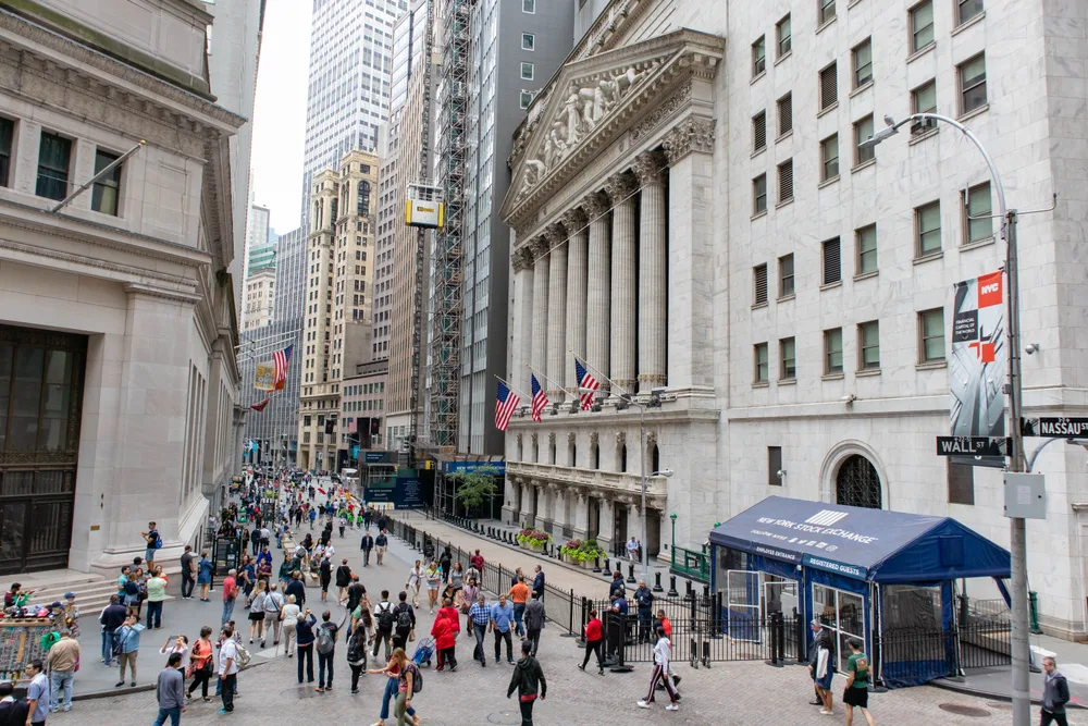 The New York Stock Exchange on Broad Street, Lower Manhattan, photographed in 2018.